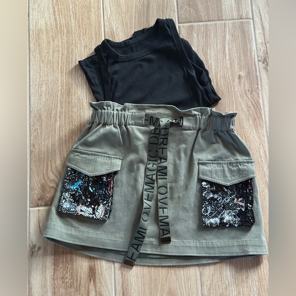 Ramy Brook Chelsea Cargo Sequin Pocket Mini Skirt in olive green  Size Small - Picture 5 of 6